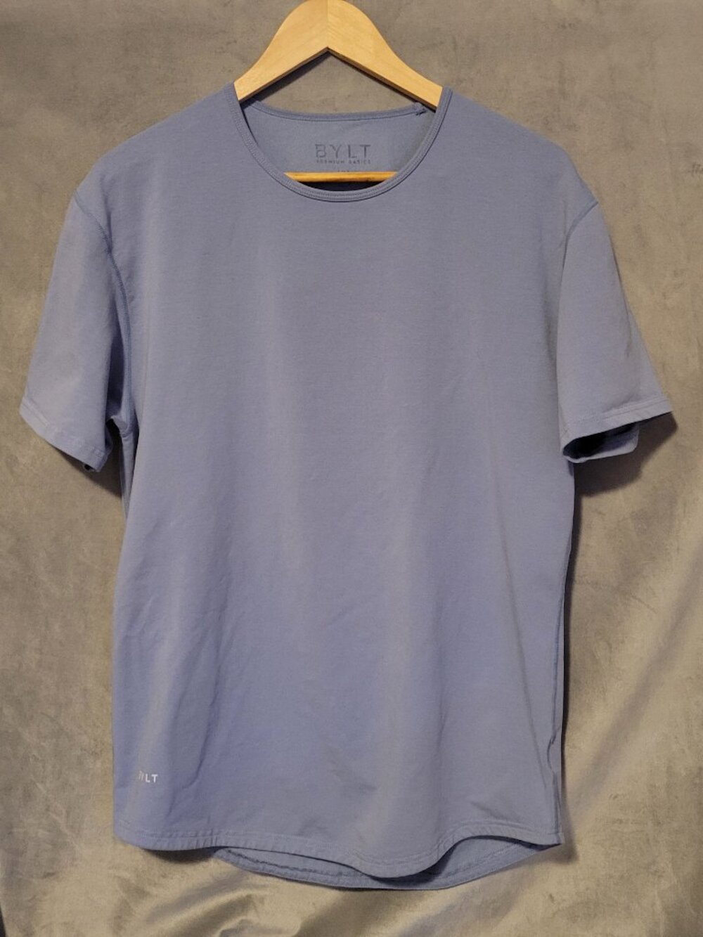 BYLT T-Shirt Women L Light Blue Crew Neck Short Sleeve  Pullover Casual Top